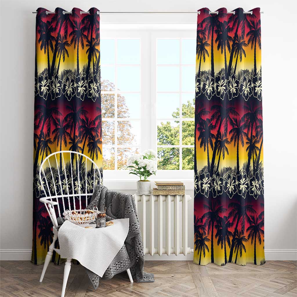 Hawaii Hibiscus Palm Tree Sunset Window Curtain Tropical Style - Wonder Print Shop