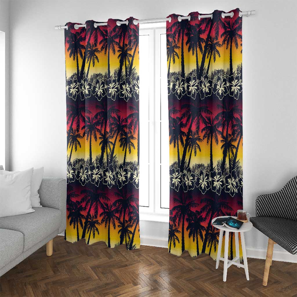 Hawaii Hibiscus Palm Tree Sunset Window Curtain Tropical Style - Wonder Print Shop