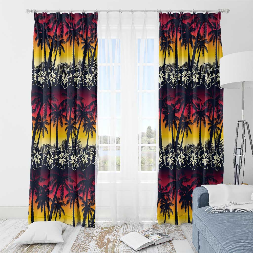Hawaii Hibiscus Palm Tree Sunset Window Curtain Tropical Style - Wonder Print Shop