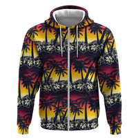 Hawaii Hibiscus Palm Tree Sunset Zip Hoodie Tropical Style - Wonder Print Shop