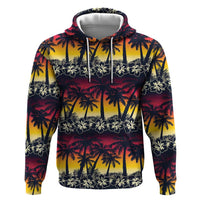 Hawaii Hibiscus Palm Tree Sunset Zip Hoodie Tropical Style - Wonder Print Shop