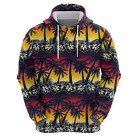 Hawaii Hibiscus Palm Tree Sunset Zip Hoodie Tropical Style - Wonder Print Shop