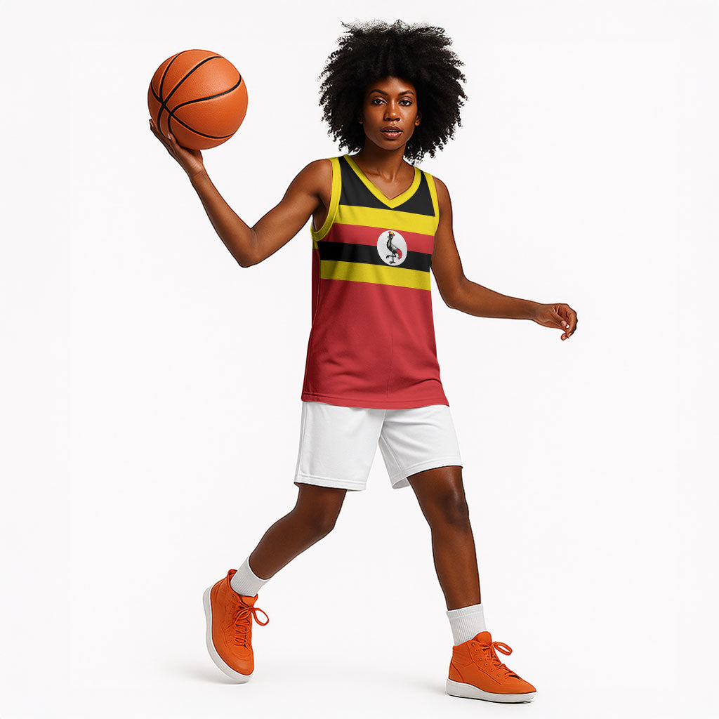 Uganda Flag Stylized Basketball Jersey Jamhuri ya Uganda