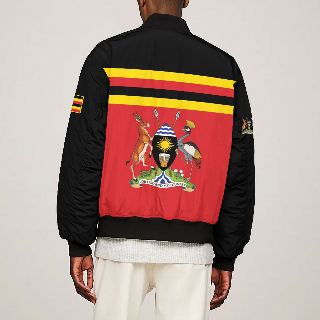 Uganda Flag Stylized Bomber Jacket Jamhuri ya Uganda