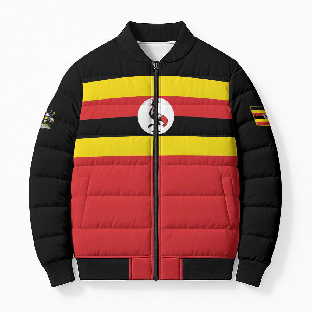 Uganda Flag Stylized Bomber Puffer Jacket Jamhuri ya Uganda