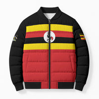 Uganda Flag Stylized Bomber Puffer Jacket Jamhuri ya Uganda