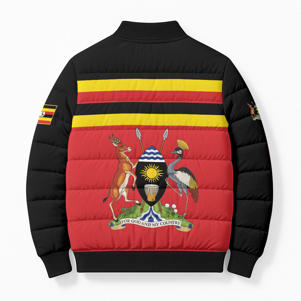 Uganda Flag Stylized Bomber Puffer Jacket Jamhuri ya Uganda