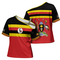 Uganda Flag Stylized Cross Shoulder Shirt Jamhuri ya Uganda
