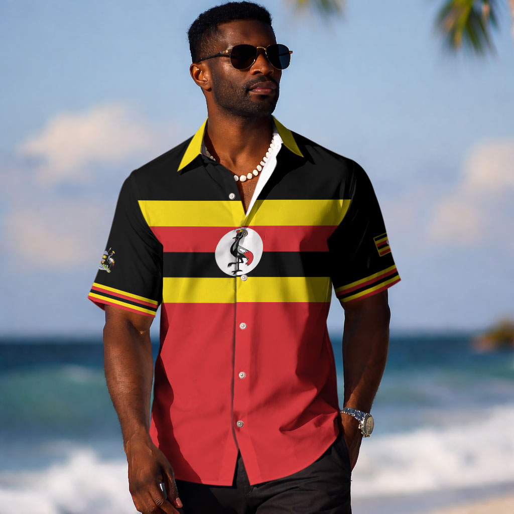 Uganda Flag Stylized Hawaiian Shirt Jamhuri ya Uganda
