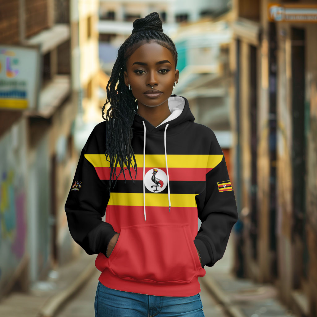 Uganda Flag Stylized Hoodie Jamhuri ya Uganda