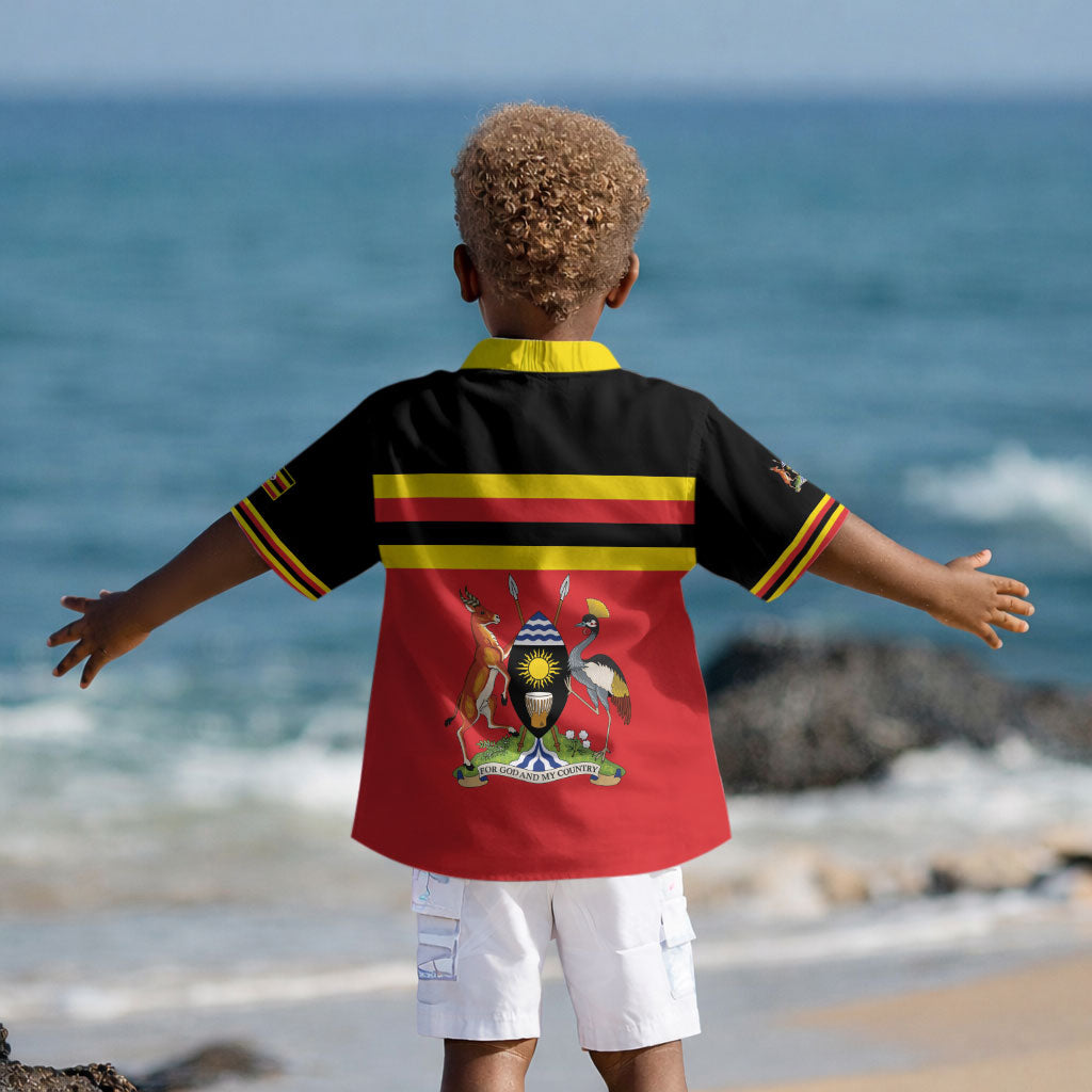 Uganda Flag Stylized Kid Hawaiian Shirt Jamhuri ya Uganda