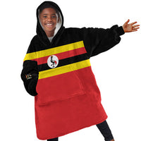 Uganda Flag Stylized Kid Wearable Blanket Hoodie Jamhuri ya Uganda
