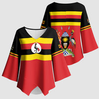 Uganda Flag Stylized Kimono Sleeve Blouse Jamhuri ya Uganda