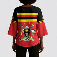 Uganda Flag Stylized Kimono Sleeve Blouse Jamhuri ya Uganda