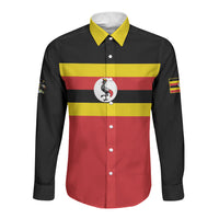 Uganda Flag Stylized Long Sleeve Button Shirt Jamhuri ya Uganda
