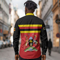 Uganda Flag Stylized Long Sleeve Button Shirt Jamhuri ya Uganda