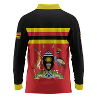 Uganda Flag Stylized Long Sleeve Polo Shirt Jamhuri ya Uganda
