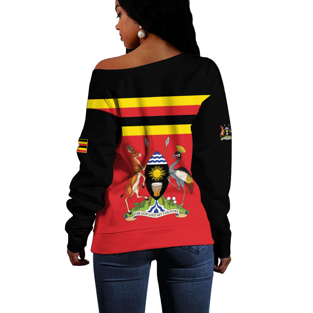 Uganda Flag Stylized Off Shoulder Sweater Jamhuri ya Uganda