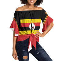 Uganda Flag Stylized Off Shoulder Wrap Waist Top Jamhuri ya Uganda
