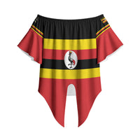Uganda Flag Stylized Off Shoulder Wrap Waist Top Jamhuri ya Uganda