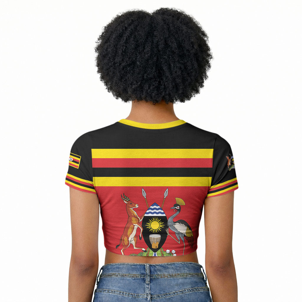 Uganda Flag Stylized Raglan Cropped T shirt Jamhuri ya Uganda
