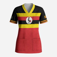 Uganda Flag Stylized Scrub Top Jamhuri ya Uganda