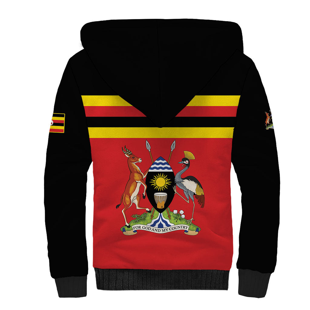 Uganda Flag Stylized Sherpa Hoodie Jamhuri ya Uganda