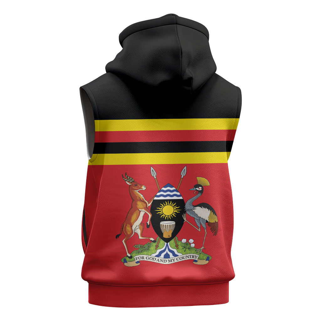 Uganda Flag Stylized Sleeveless Hoodie Jamhuri ya Uganda