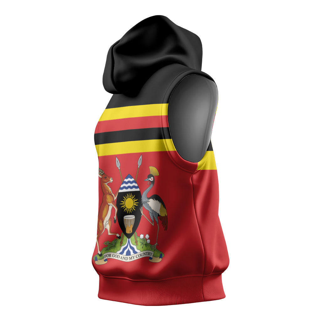 Uganda Flag Stylized Sleeveless Hoodie Jamhuri ya Uganda