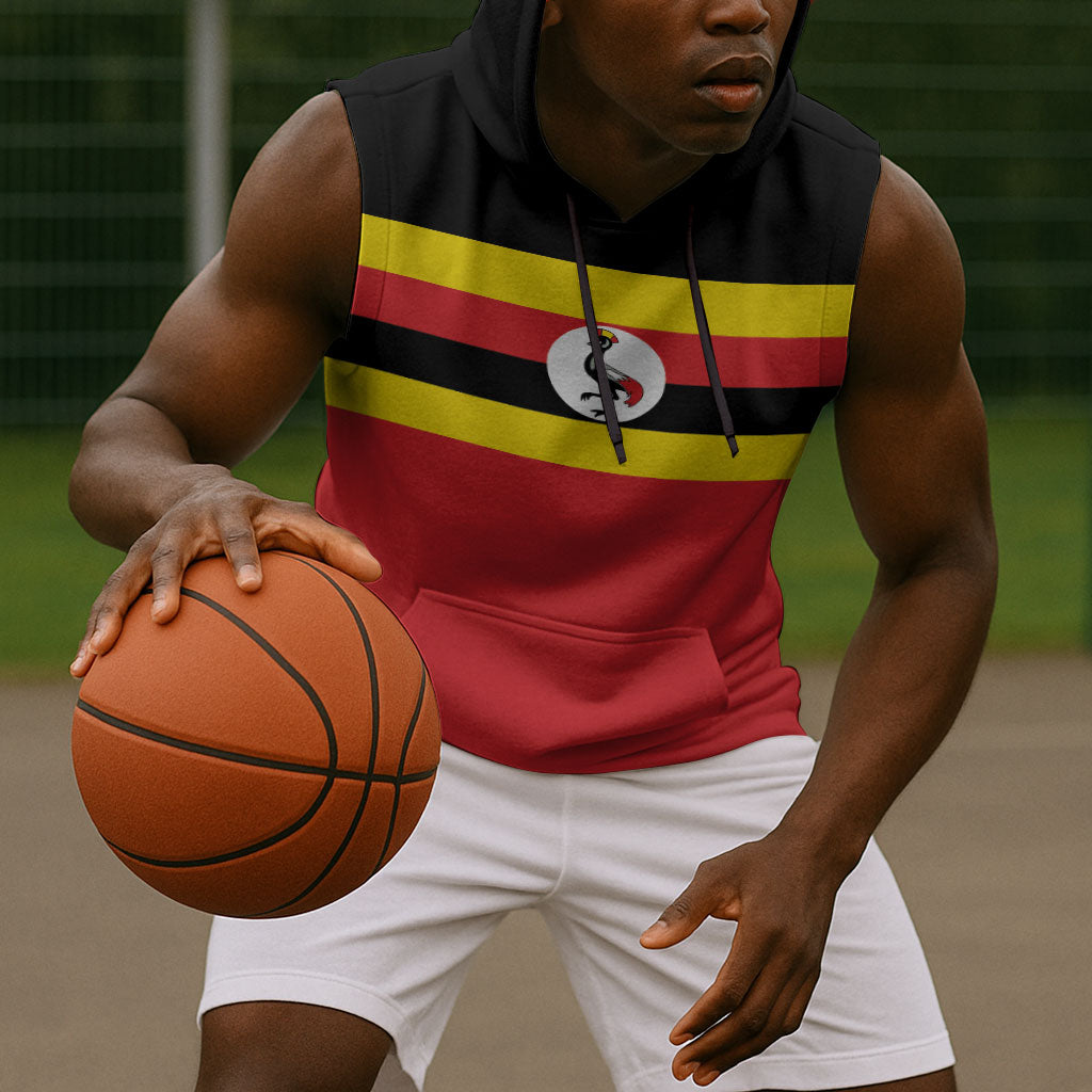 Uganda Flag Stylized Sleeveless Hoodie Jamhuri ya Uganda