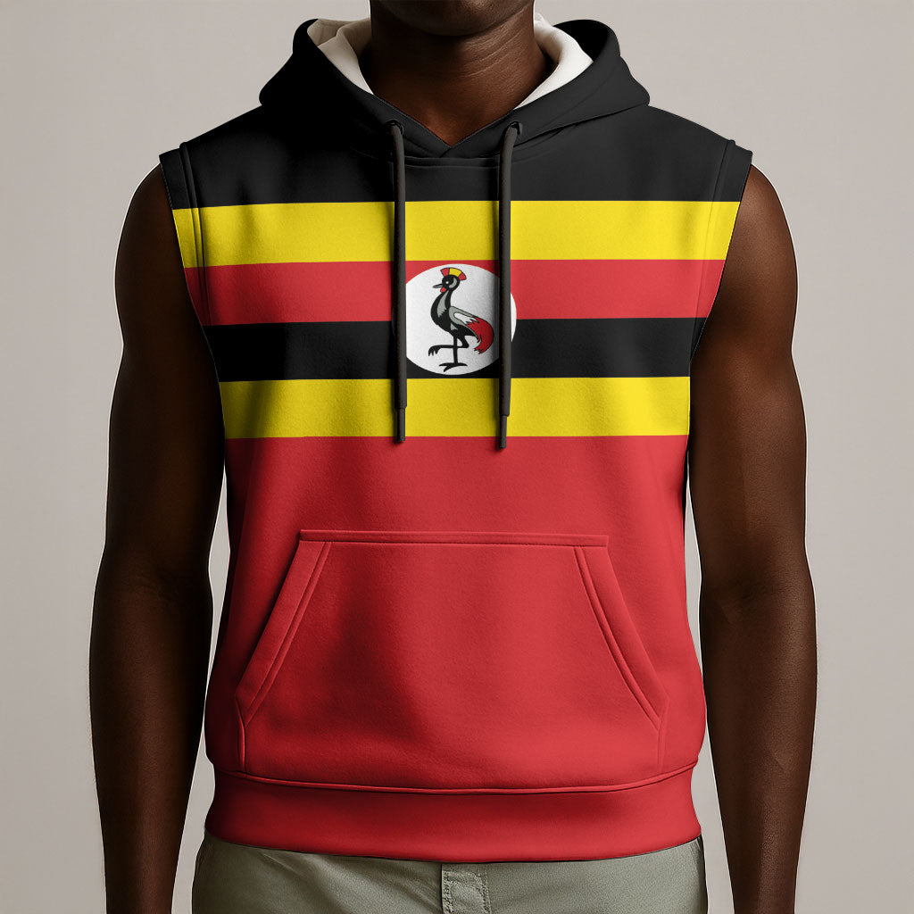 Uganda Flag Stylized Sleeveless Hoodie Jamhuri ya Uganda