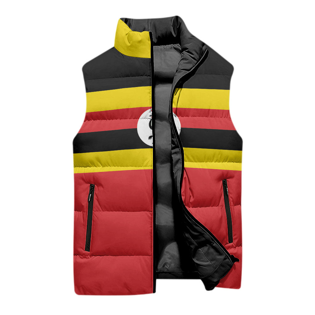 Uganda Flag Stylized Sleeveless Puffer Jacket Jamhuri ya Uganda