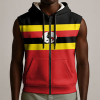 Uganda Flag Stylized Sleeveless Zip Hoodie Jamhuri ya Uganda