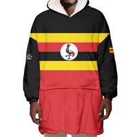 Uganda Flag Stylized Wearable Blanket Hoodie Jamhuri ya Uganda