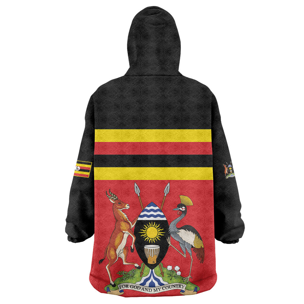 Uganda Flag Stylized Wearable Blanket Hoodie Jamhuri ya Uganda