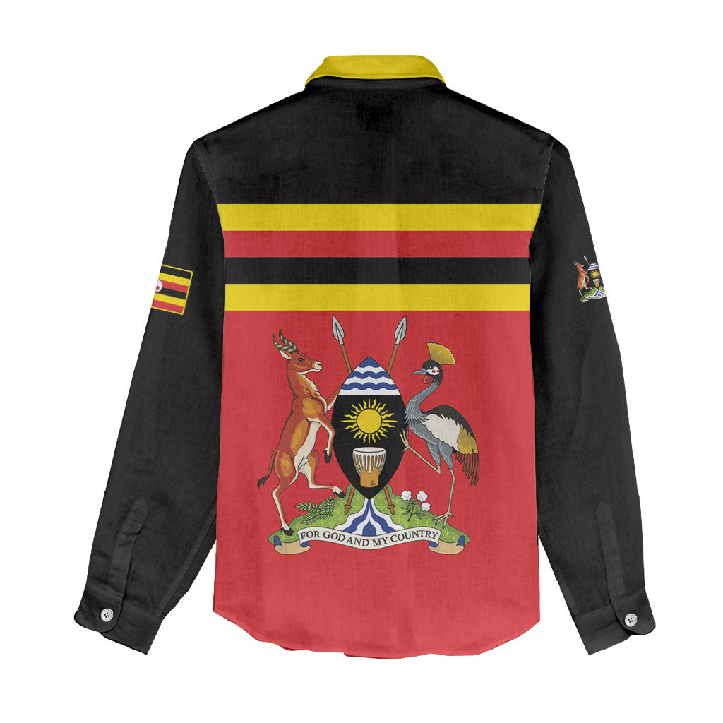 Uganda Flag Stylized Women Casual Shirt Jamhuri ya Uganda
