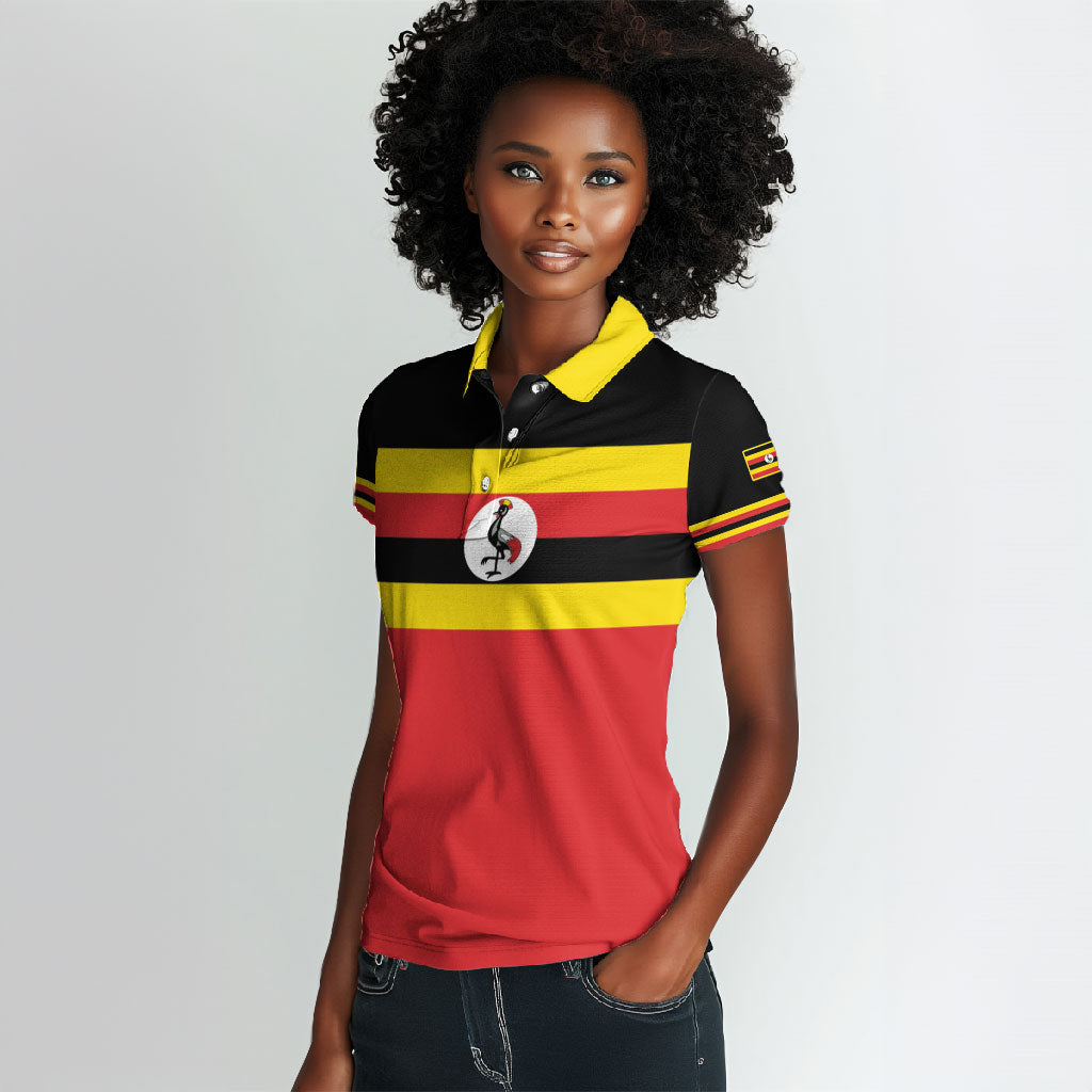 Uganda Flag Stylized Women Polo Shirt Jamhuri ya Uganda