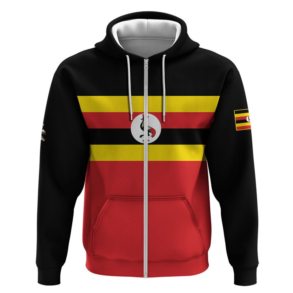 Uganda Flag Stylized Zip Hoodie Jamhuri ya Uganda