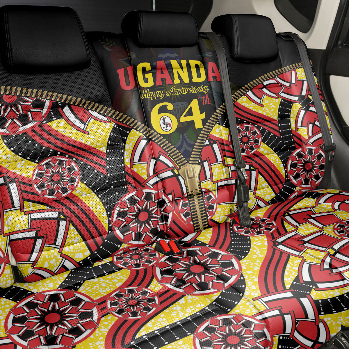 Uganda 64th Anniversary Back Car Seat Cover Happy Independence Day