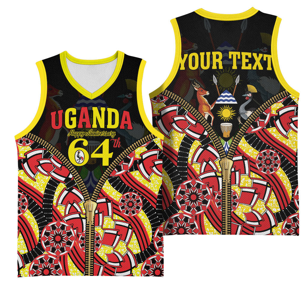 Personalised Uganda 64th Anniversary Basketball Jersey Happy Independence Day