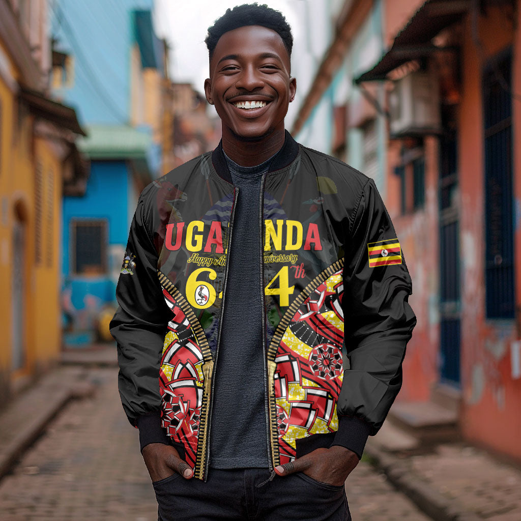 Personalised Uganda 64th Anniversary Bomber Jacket Happy Independence Day
