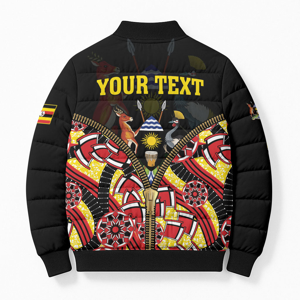 Personalised Uganda 64th Anniversary Bomber Puffer Jacket Happy Independence Day
