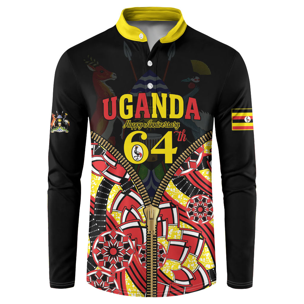 Personalised Uganda 64th Anniversary Button Sweatshirt Happy Independence Day