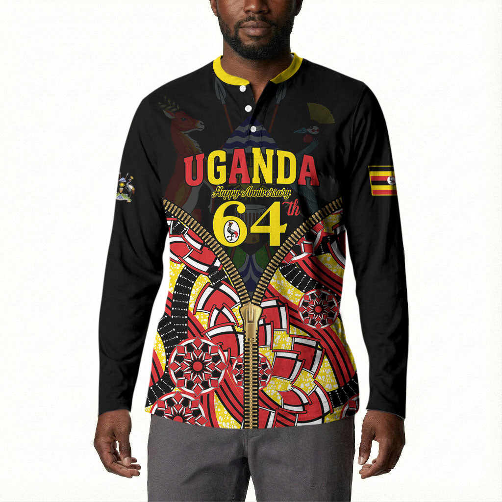 Personalised Uganda 64th Anniversary Button Sweatshirt Happy Independence Day