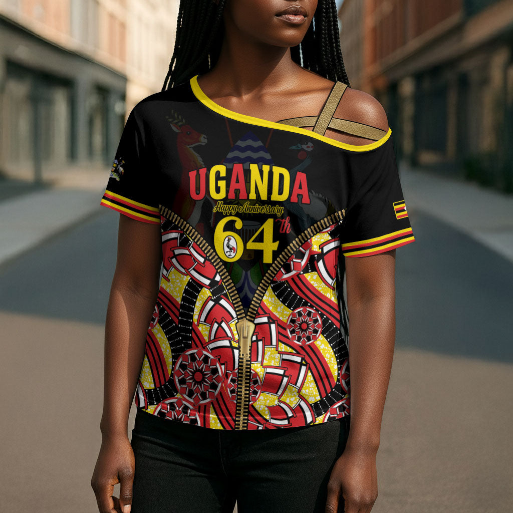 Personalised Uganda 64th Anniversary Cross Shoulder Shirt Happy Independence Day