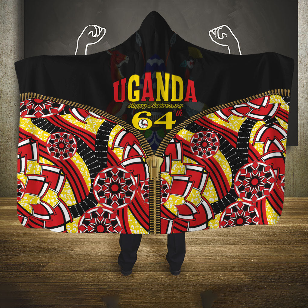 Uganda 64th Anniversary Hooded Blanket Happy Independence Day