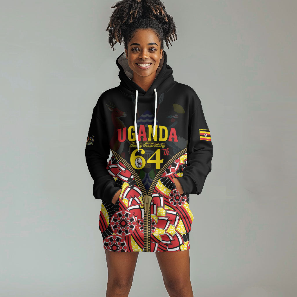 Personalised Uganda 64th Anniversary Hoodie Dress Happy Independence Day