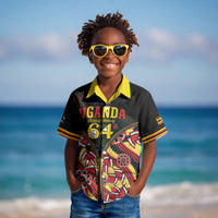Personalised Uganda 64th Anniversary Kid Hawaiian Shirt Happy Independence Day