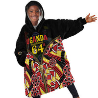 Personalised Uganda 64th Anniversary Kid Wearable Blanket Hoodie Happy Independence Day