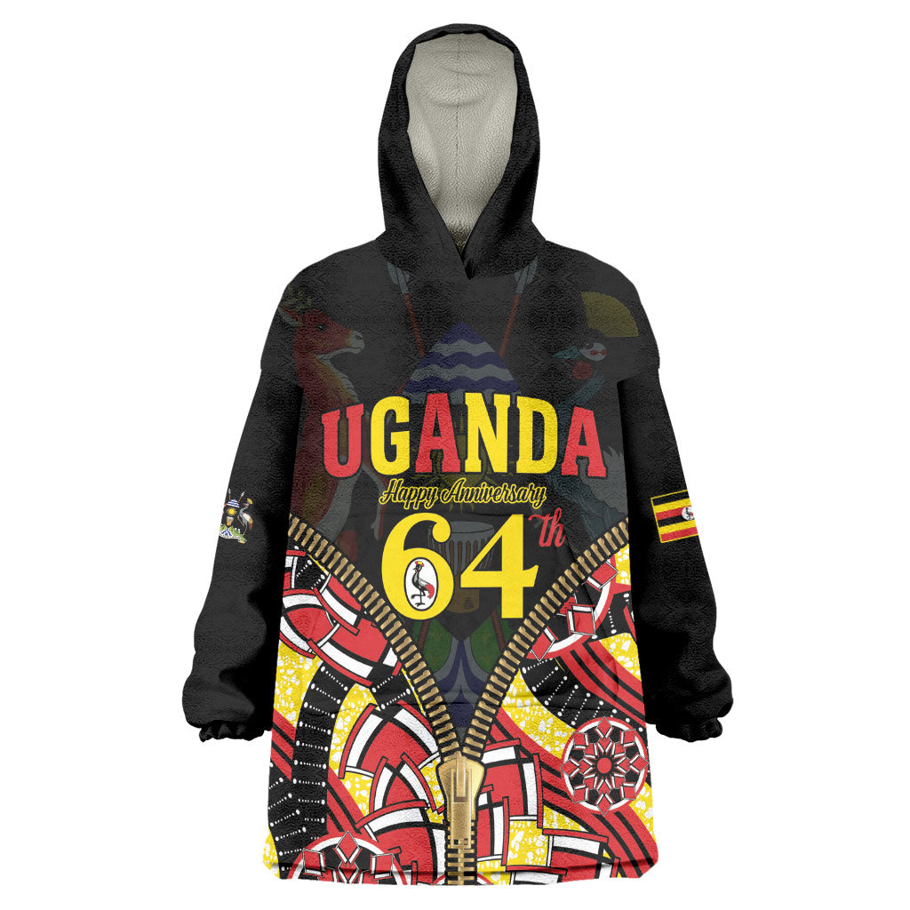 Personalised Uganda 64th Anniversary Kid Wearable Blanket Hoodie Happy Independence Day